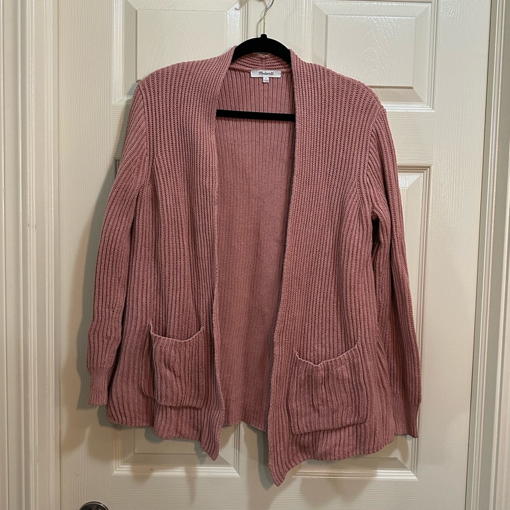 Madewell open front chunky stitch cardigan light pink size small